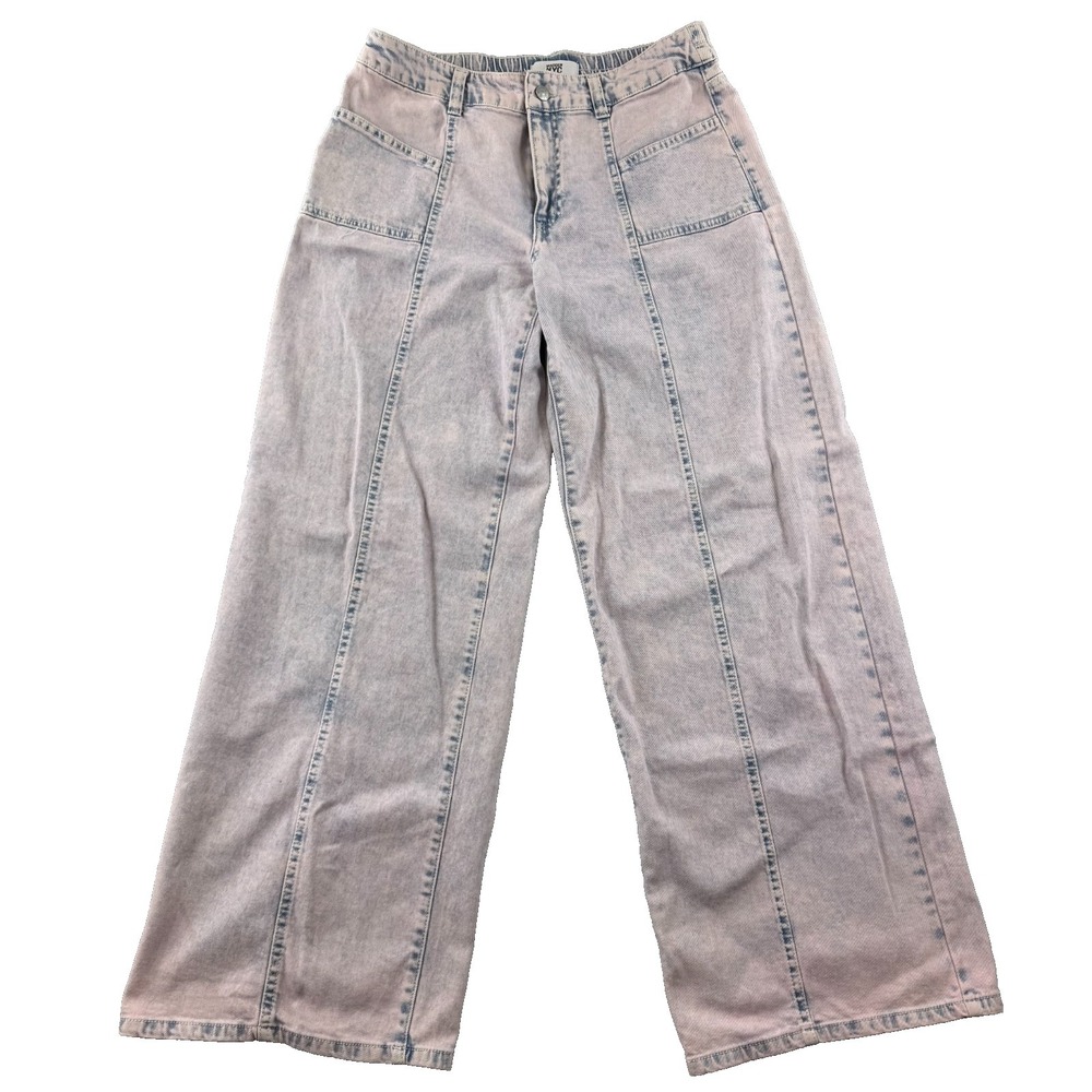 Madden NYC Womens Pink‎ Blue Acid Wash Wide Leg Carpenter Jeans Size M WMGP16SX